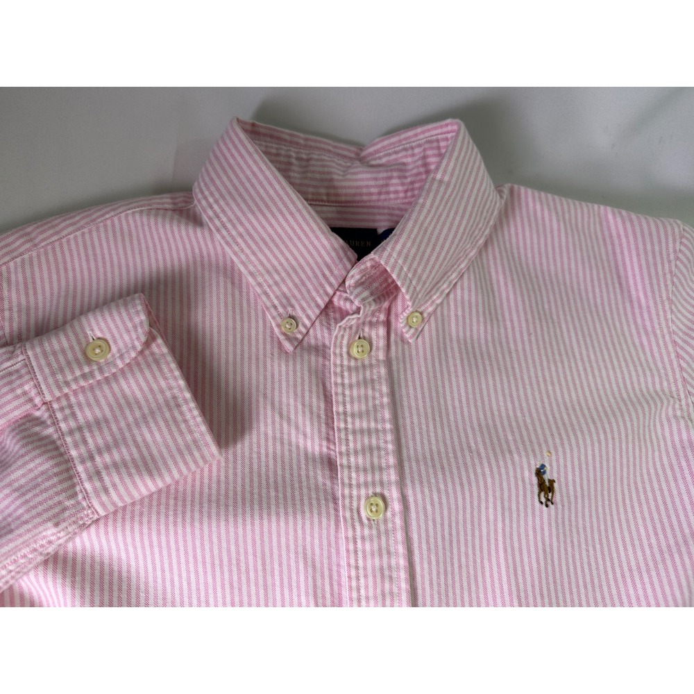 Ralph Lauren Pink Striped Casual Button Down Shirt